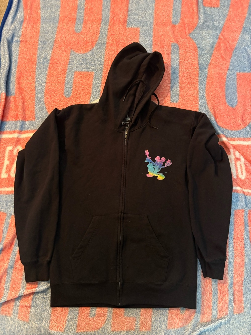Disney Parks Mickey Mouse Rock N Roller Coaster Full Zip Hoodie Small
